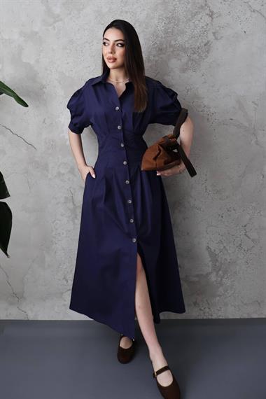 Wholesale Navy Blue Short-Sleeve Shirt and Pants Set