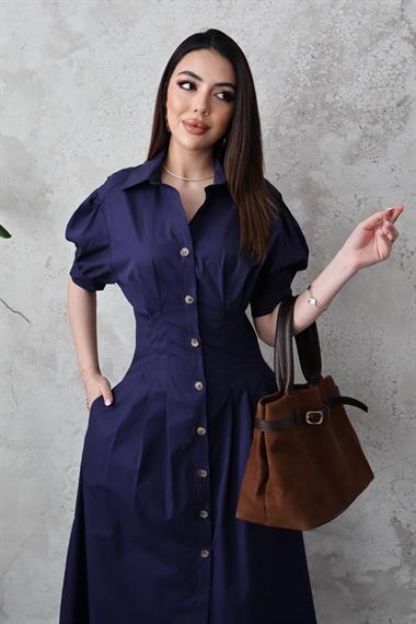 Wholesale Navy Blue Short-Sleeve Shirt and Pants Set