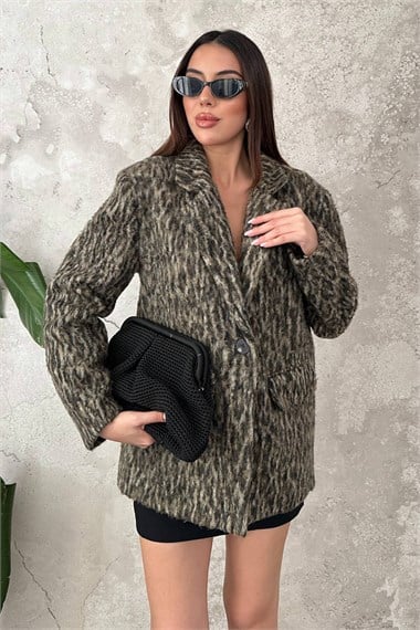 Leopard Print Wool Jacket