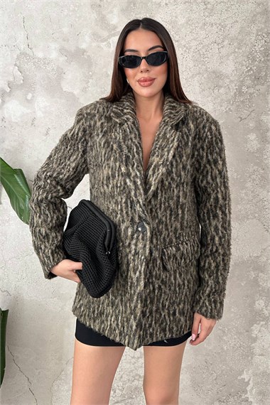 Leopard Print Wool Jacket