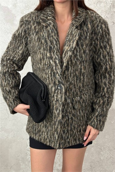 Leopard Print Wool Jacket
