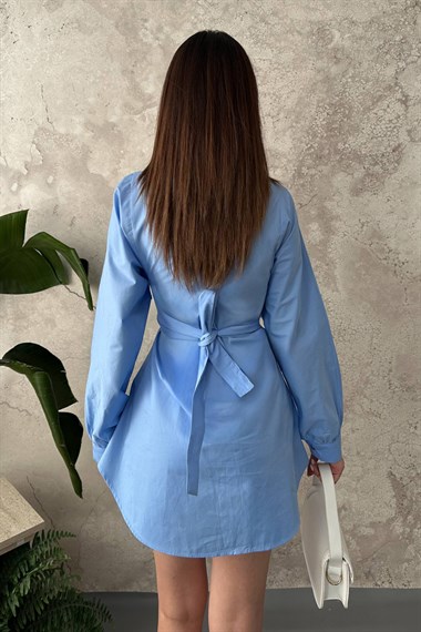 Blue Two-Piece Set With Belt