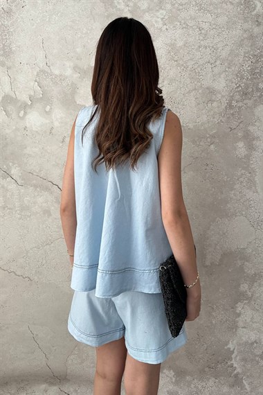 Blue Painted Stitch Detail Set