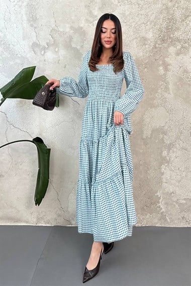Blue Plaid Covered Yarn Dress