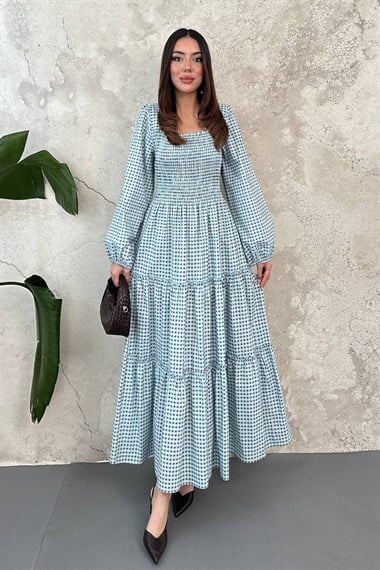 Blue Plaid Covered Yarn Dress