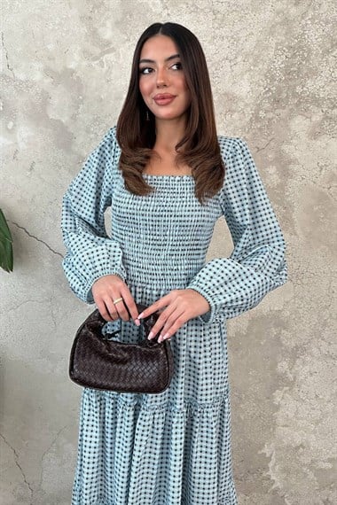 Blue Plaid Covered Yarn Dress