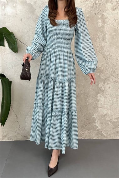 Blue Plaid Covered Yarn Dress