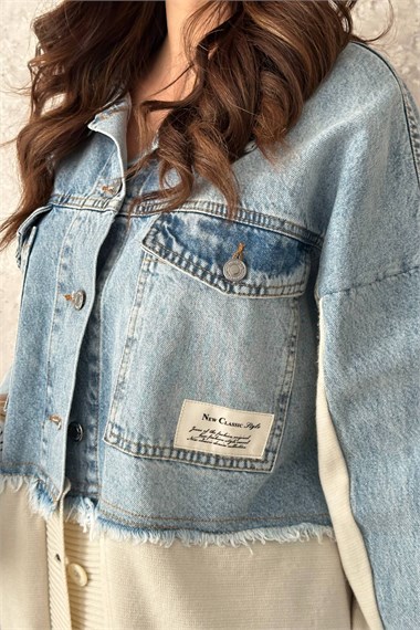 Blue Knitted Denim Jacket