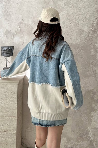 Blue Knitted Denim Jacket