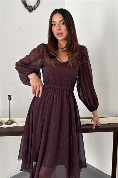 Plum Shimmering Asymmetrical Dress