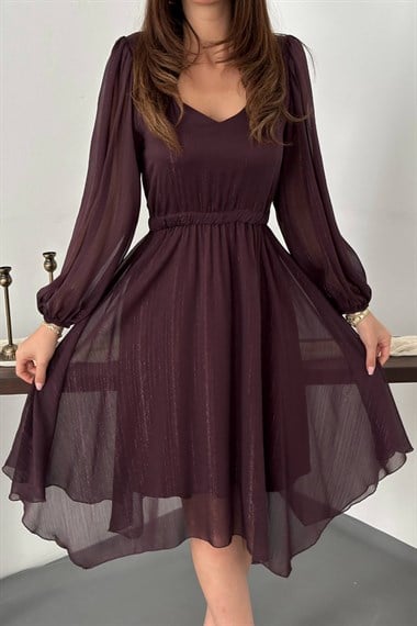 Plum Shimmering Asymmetrical Dress
