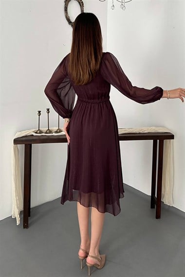 Plum Shimmering Asymmetrical Dress