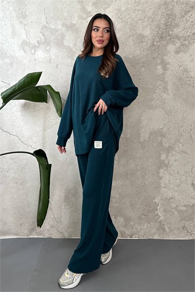 Petrol Classic Corduroy Sweater And Trousers Set