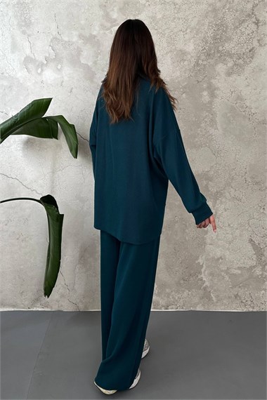 Petrol Classic Corduroy Sweater And Trousers Set