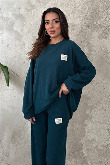 Petrol Classic Corduroy Sweater And Trousers Set