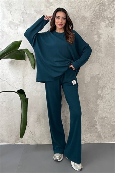 Petrol Classic Corduroy Sweater And Trousers Set