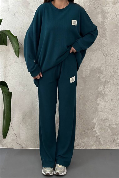 Petrol Classic Corduroy Sweater And Trousers Set