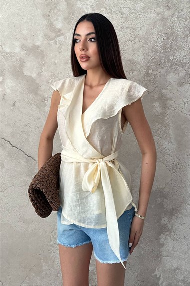 Yellow Tie-Waist Blouse