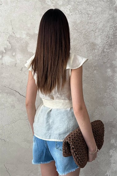Yellow Tie-Waist Blouse