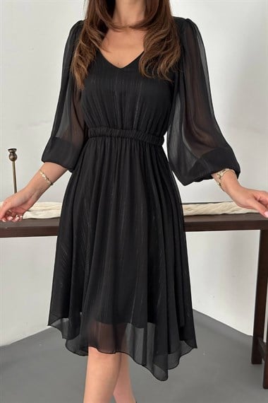 Black Shimmering Asymmetrical Dress