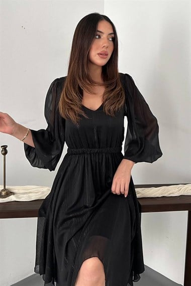 Black Shimmering Asymmetrical Dress