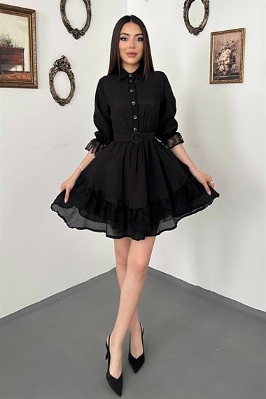 Black Lace Dress With Button Front
