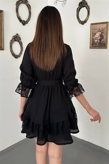 Black Lace Dress With Button Front