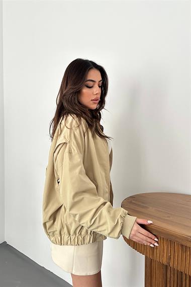 Toptan Açık Haki Parçalı Bomber Ceket