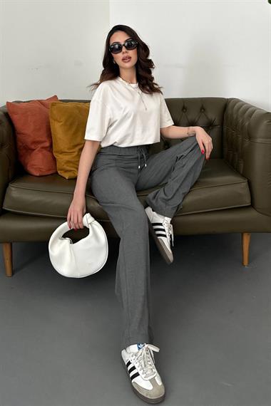 Toptan Antrasit Bel Büzgülü Pantolon