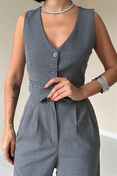 Toptan Antrasit Klas Ceket ve Yelek ve Pantolon Takım