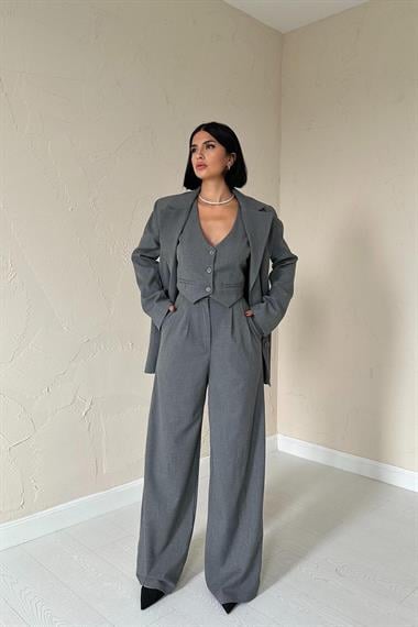 Toptan Antrasit Klas Ceket ve Yelek ve Pantolon Takım