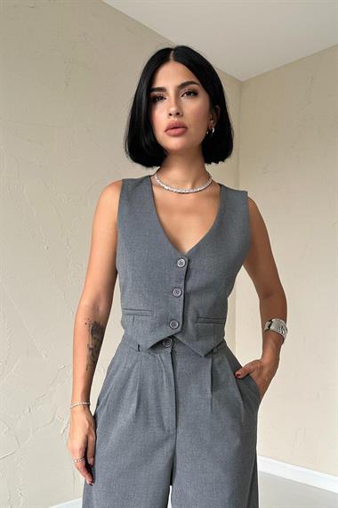 Toptan Antrasit Klas Ceket ve Yelek ve Pantolon Takım