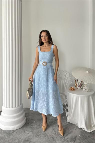 Toptan Bebe Mavi Kuplu Uzun Elbise