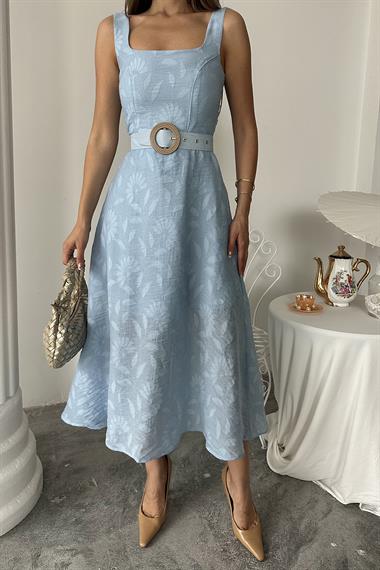 Toptan Bebe Mavi Kuplu Uzun Elbise
