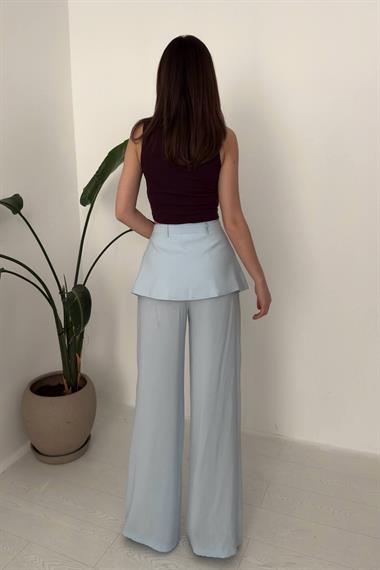 Wholesale Baby Blue Trousers with Flap Waistband