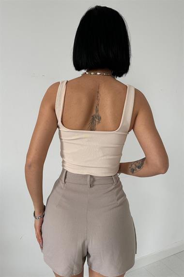 Toptan Bej Askılı Bluz