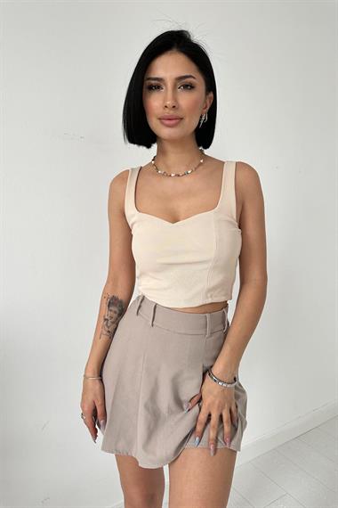 Toptan Bej Askılı Bluz