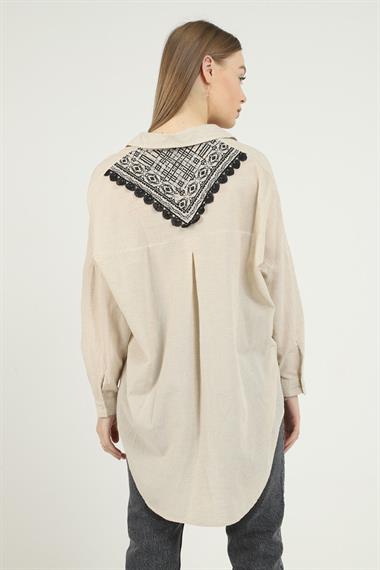 Toptan Bej Baskılı Gömlek