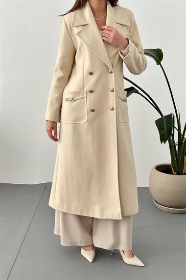 Toptan Bej Cep Zincirli Kaban