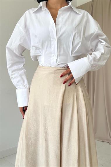 Toptan Bej Çilek Kumaş Pantolon