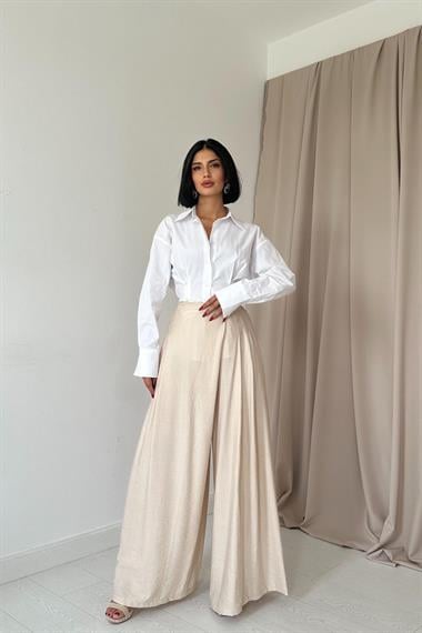 Toptan Bej Çilek Kumaş Pantolon