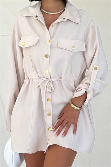 Wholesale Beige Snap Tunnel Shirt