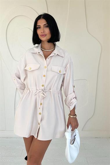 Wholesale Beige Snap Tunnel Shirt