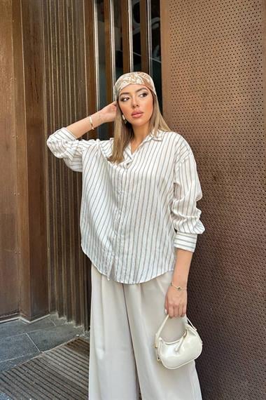 Wholesale Beige Striped Shirt