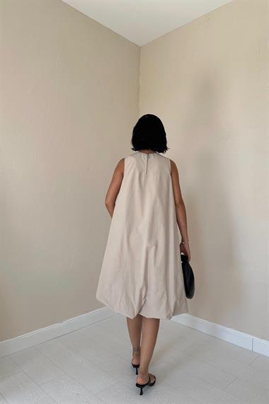 Toptan Bej Comfort Balon Elbise