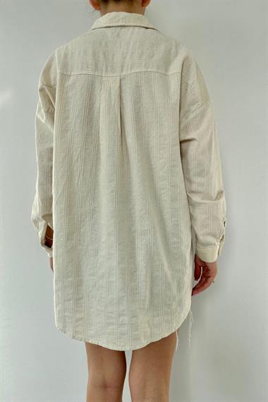 Wholesale Beige Lace Detailed Linen Shirt