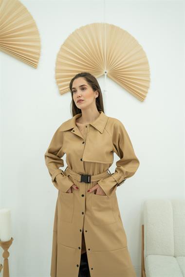 Toptan Bej Deri Pardesü