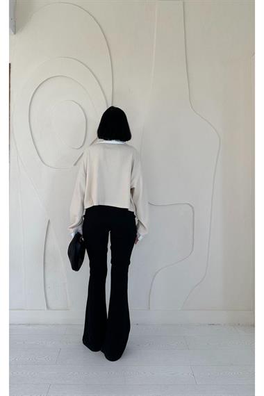 Toptan Bej Gömlek Yakalı Bluz