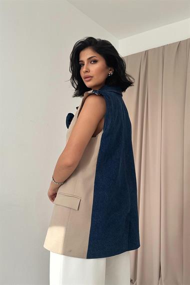 Toptan Bej Kolevi Pis Dikiş Yelek