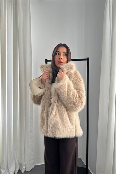 Toptan Bej Kürk Montlu Ceket